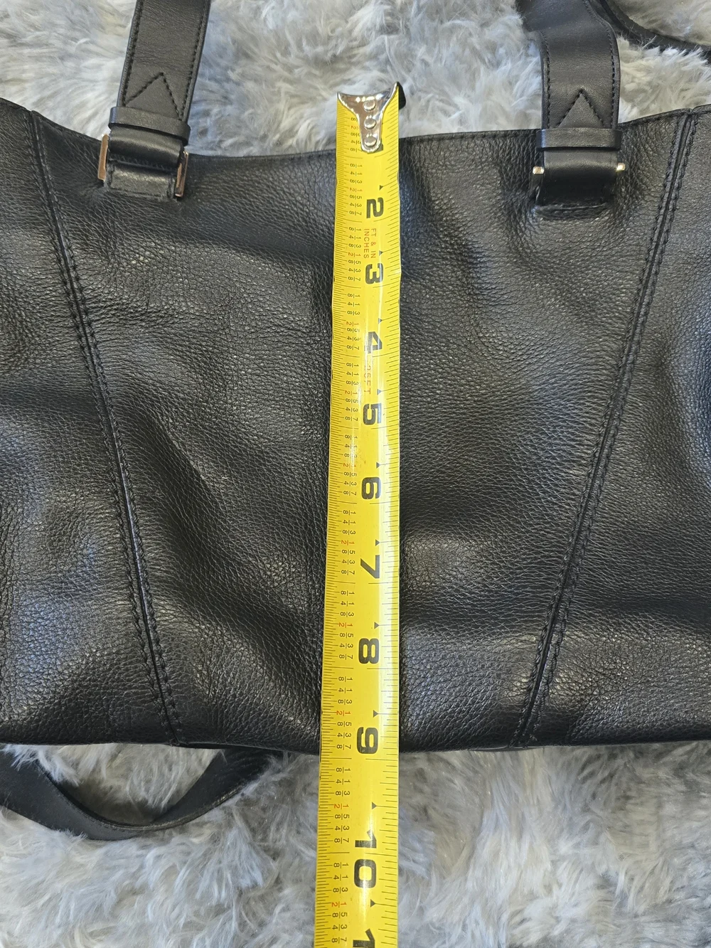 Vince Black Leather Shoulder Tote with Adjustable Strap